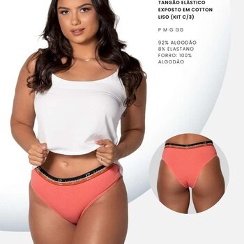 Kit 20 Calcinhas Tanga Algodão Cotton Básica Lisa Lingerie - Try