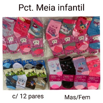 imagem PACOTE COM 12 PARES  DE MEIA INFANTIL 